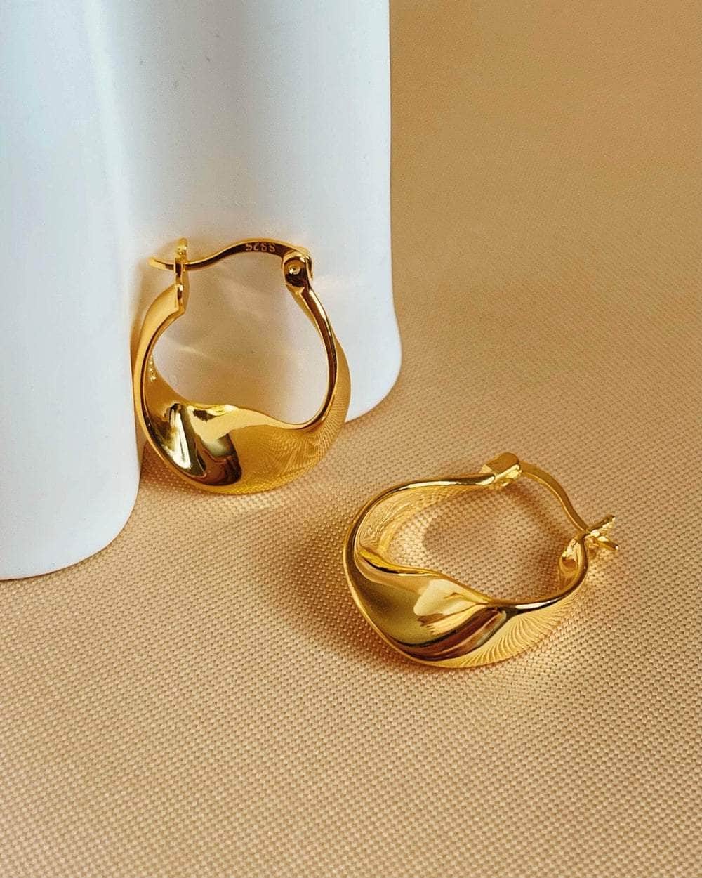 So Dainty Co. Huggies / Hoops Ellie Gold Hoops Gold Plated 925 Sterling Silver Jewelry