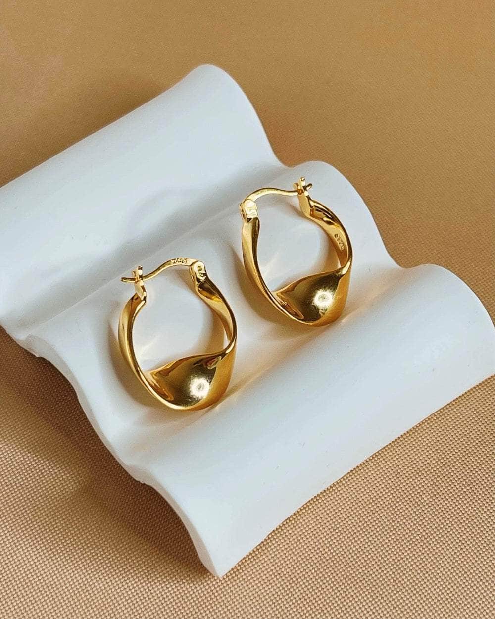 So Dainty Co. Huggies / Hoops Ellie Gold Hoops Gold Plated 925 Sterling Silver Jewelry