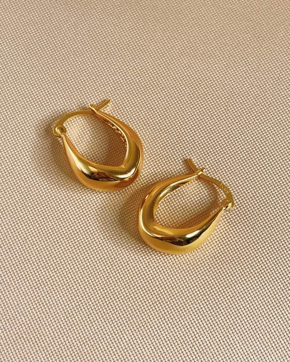 So Dainty Co. Huggies / Hoops Emily Gold Hoops Gold Plated 925 Sterling Silver Jewelry