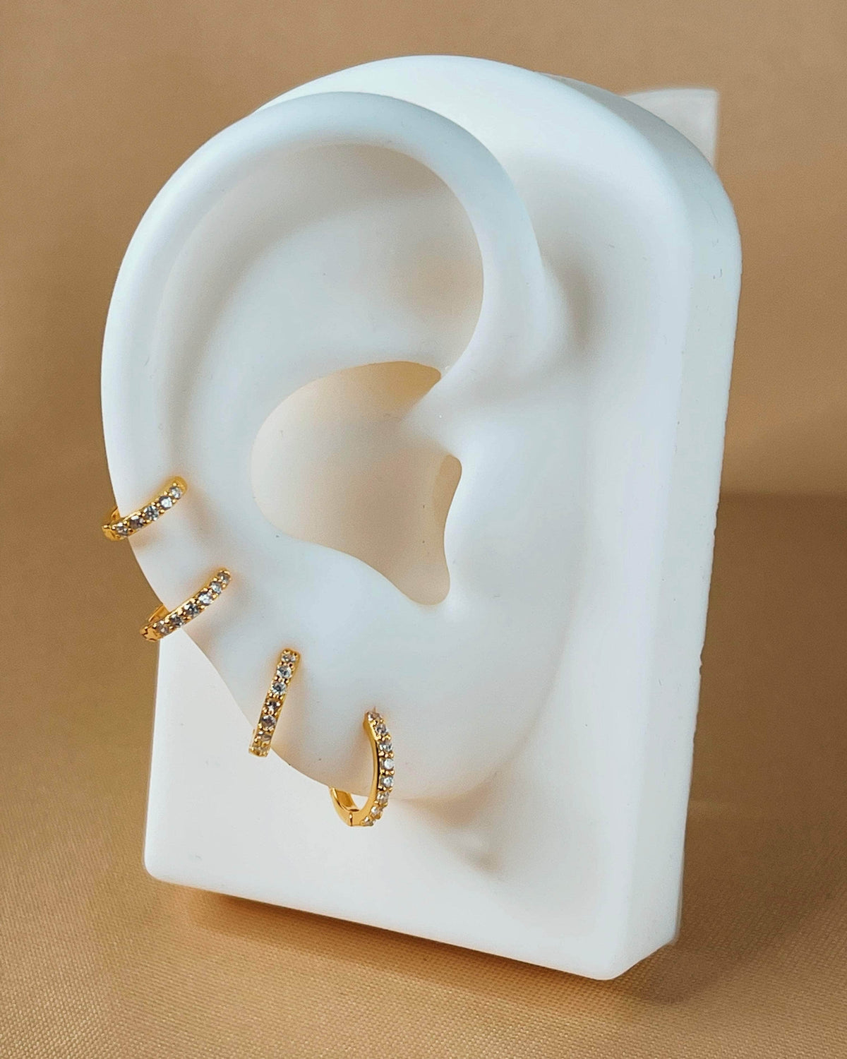 So Dainty Co. Huggies / Hoops Kathryn Gold Pave Huggies (Choose 1 — 5mm / 6mm / 7mm / 8mm / 9mm) Gold Plated 925 Sterling Silver Jewelry