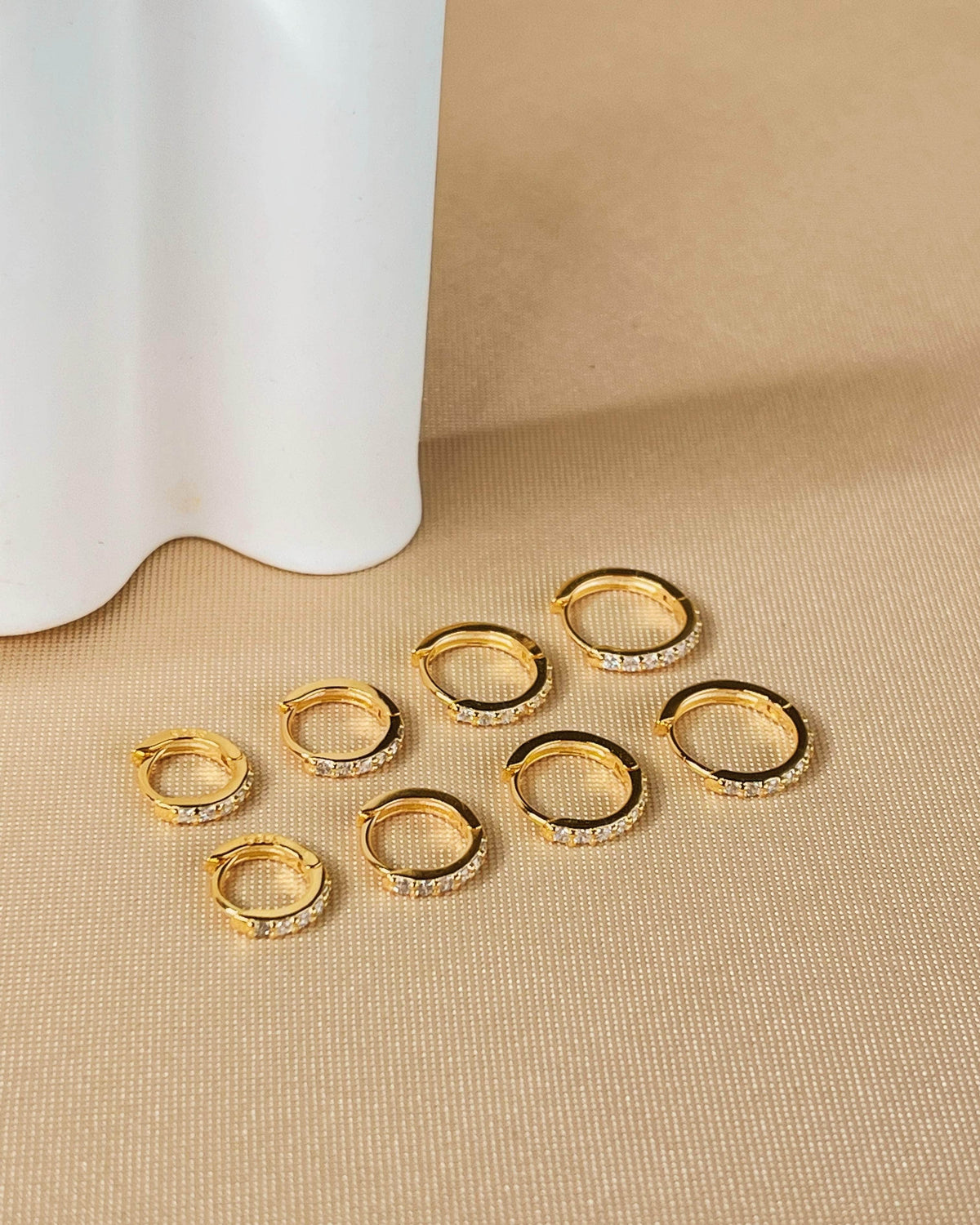 So Dainty Co. Huggies / Hoops Kathryn Gold Pave Huggies (Choose 1 — 5mm / 6mm / 7mm / 8mm / 9mm) Gold Plated 925 Sterling Silver Jewelry