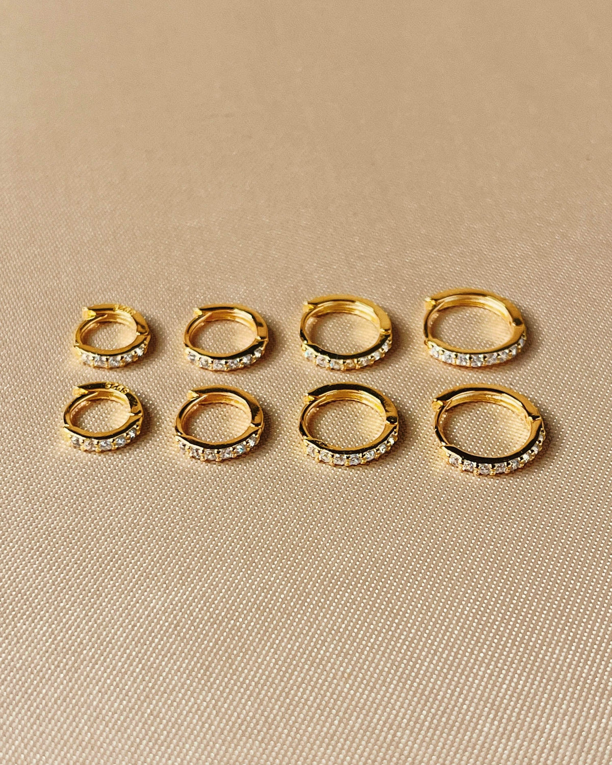 So Dainty Co. Huggies / Hoops Kathryn Gold Pave Huggies (Choose 1 — 5mm / 6mm / 7mm / 8mm / 9mm) Gold Plated 925 Sterling Silver Jewelry