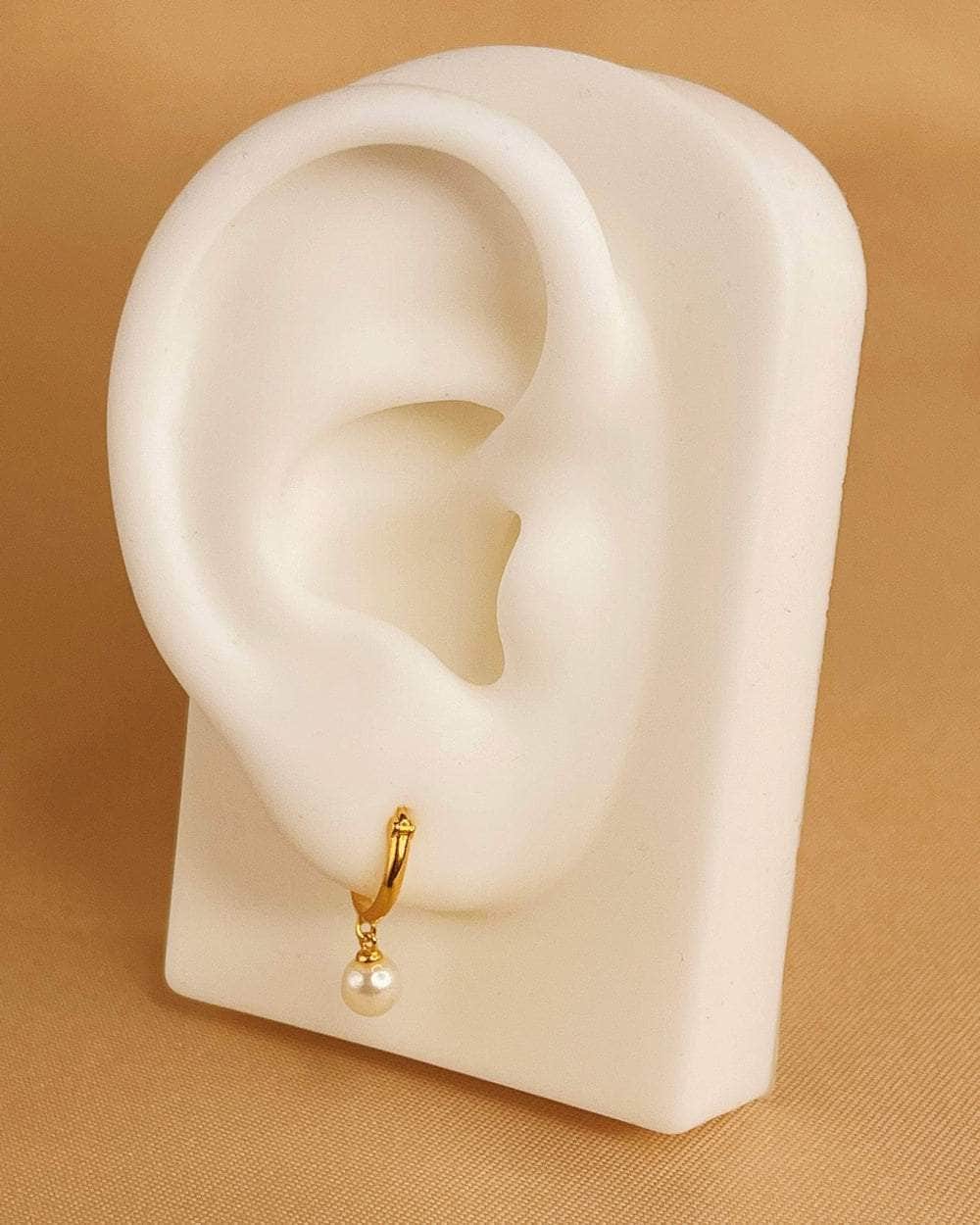 So Dainty Co. Huggies / Hoops Natasha Pearl Gold Huggies Gold Plated 925 Sterling Silver Jewelry