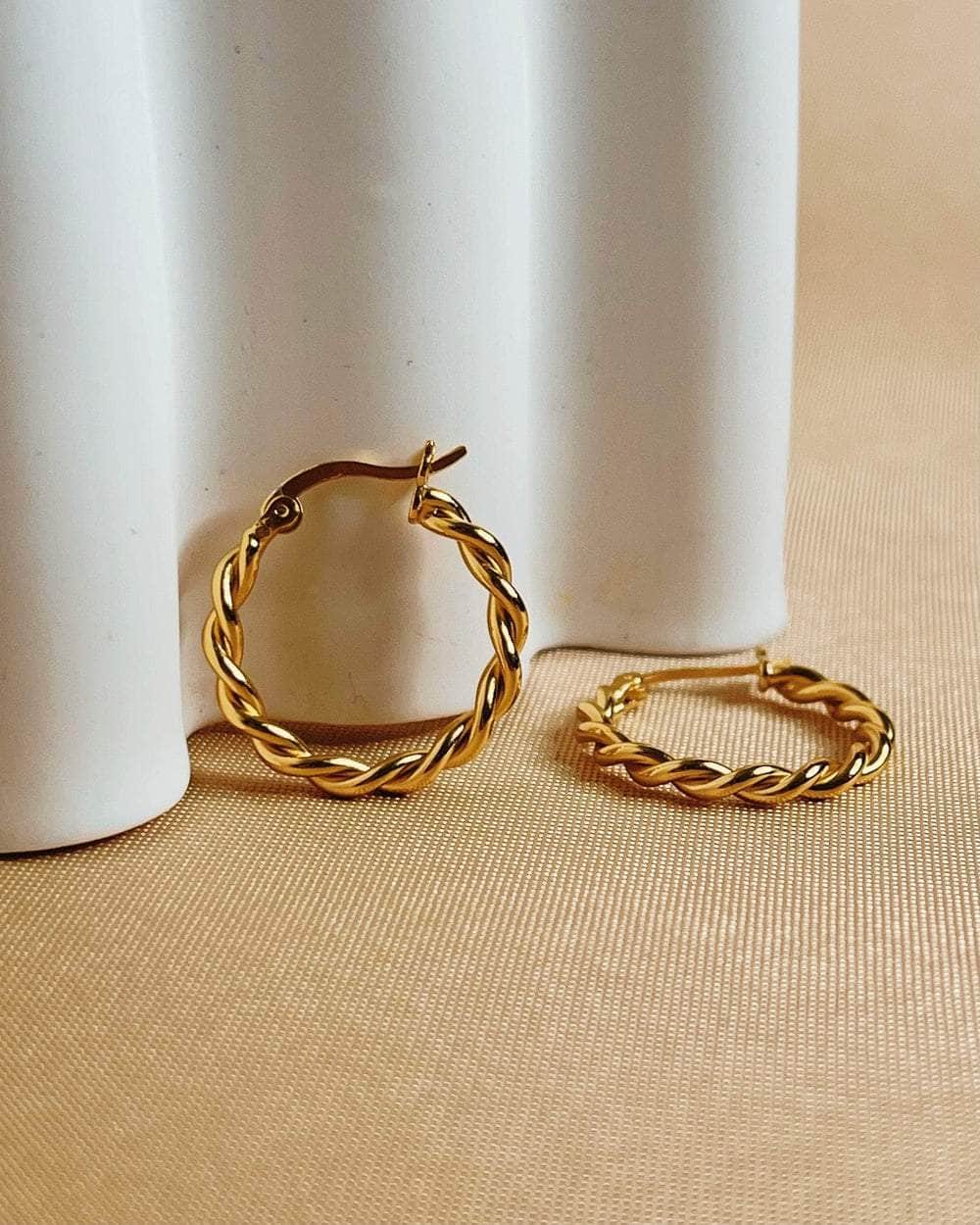 So Dainty Co. Huggies / Hoops Sophia Gold Hoops Gold Plated 925 Sterling Silver Jewelry