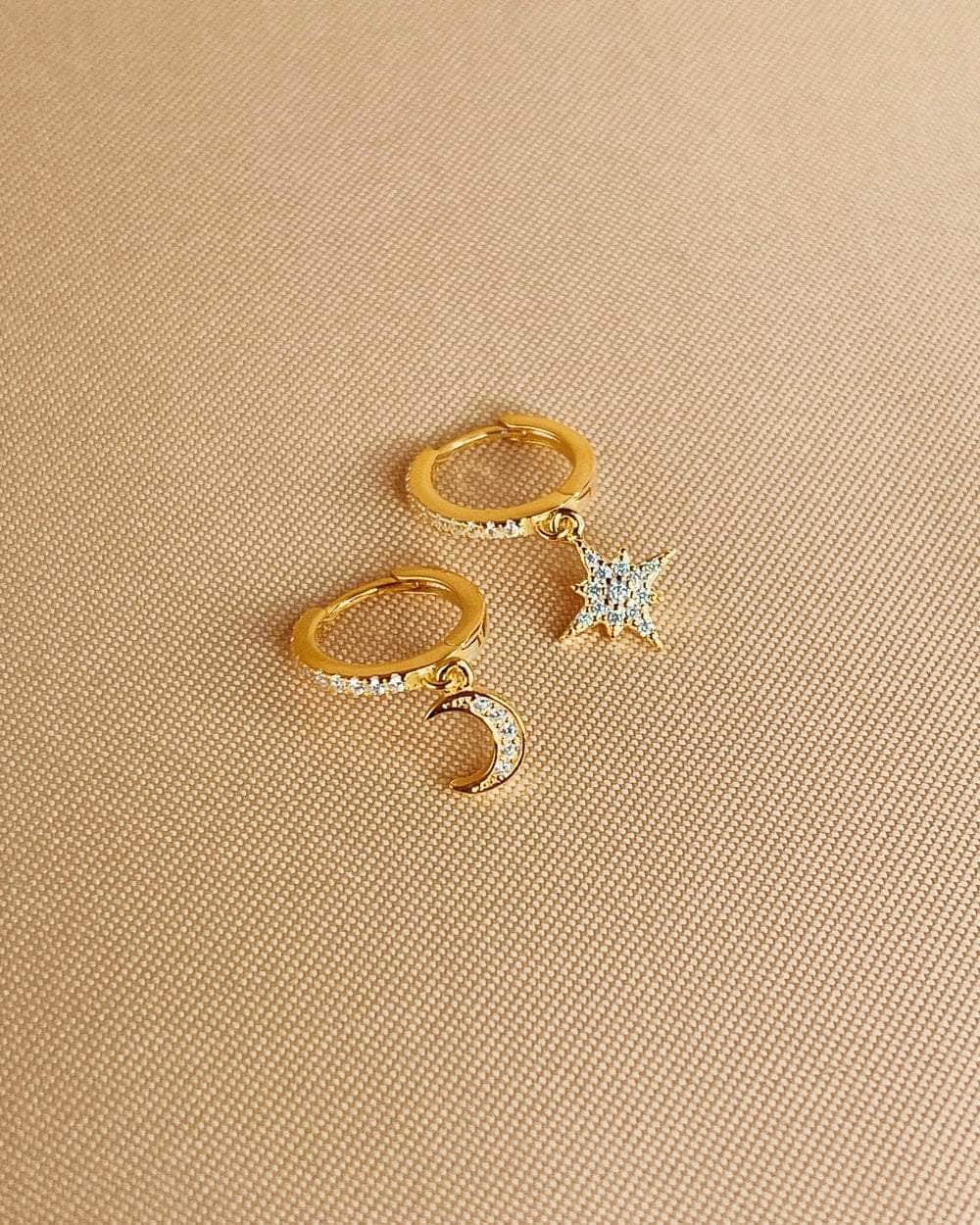 Chloe star and on sale moon hoop earrings