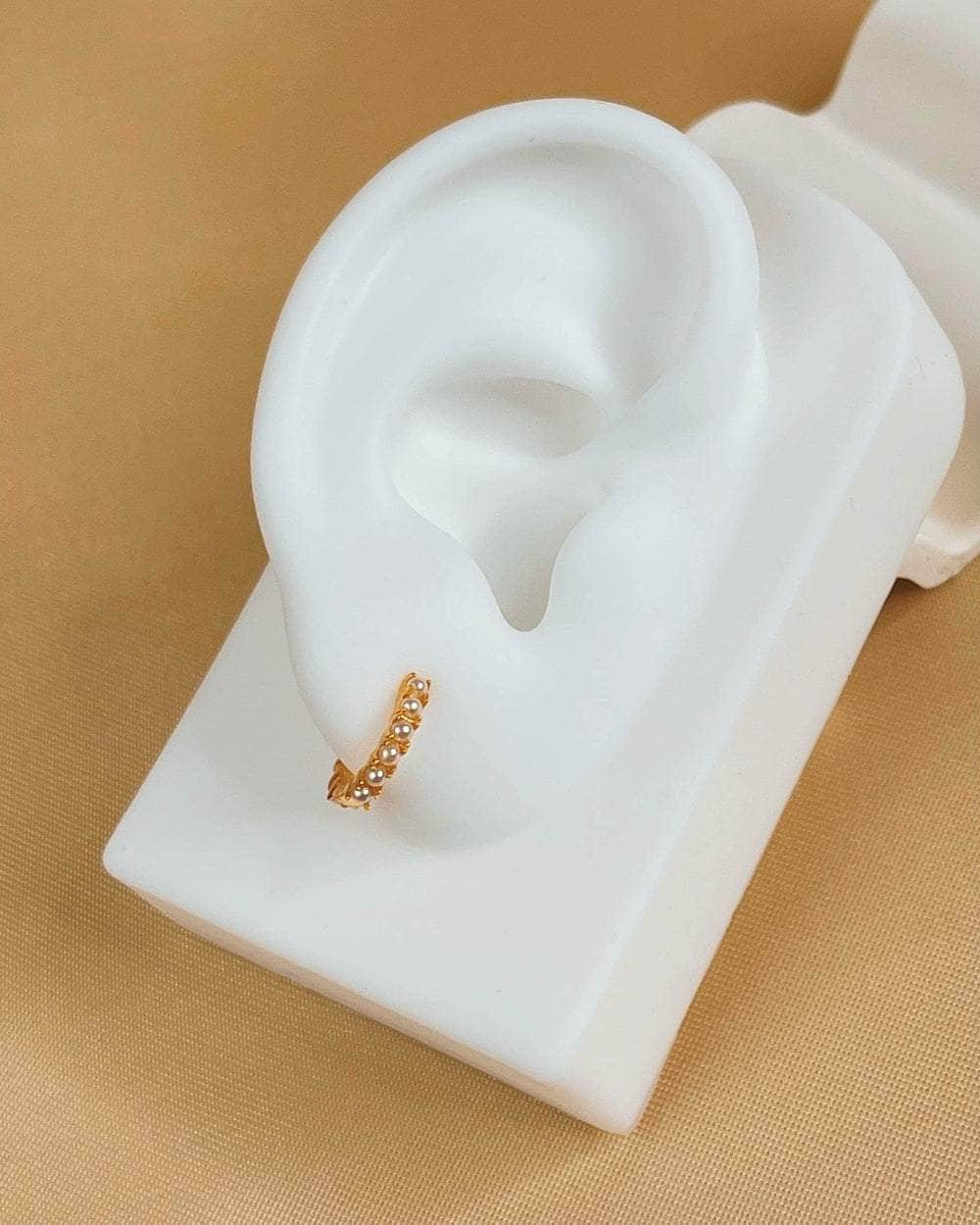 So Dainty Co. Huggies / Hoops Zara Pearl Gold Huggies Gold Plated 925 Sterling Silver Jewelry