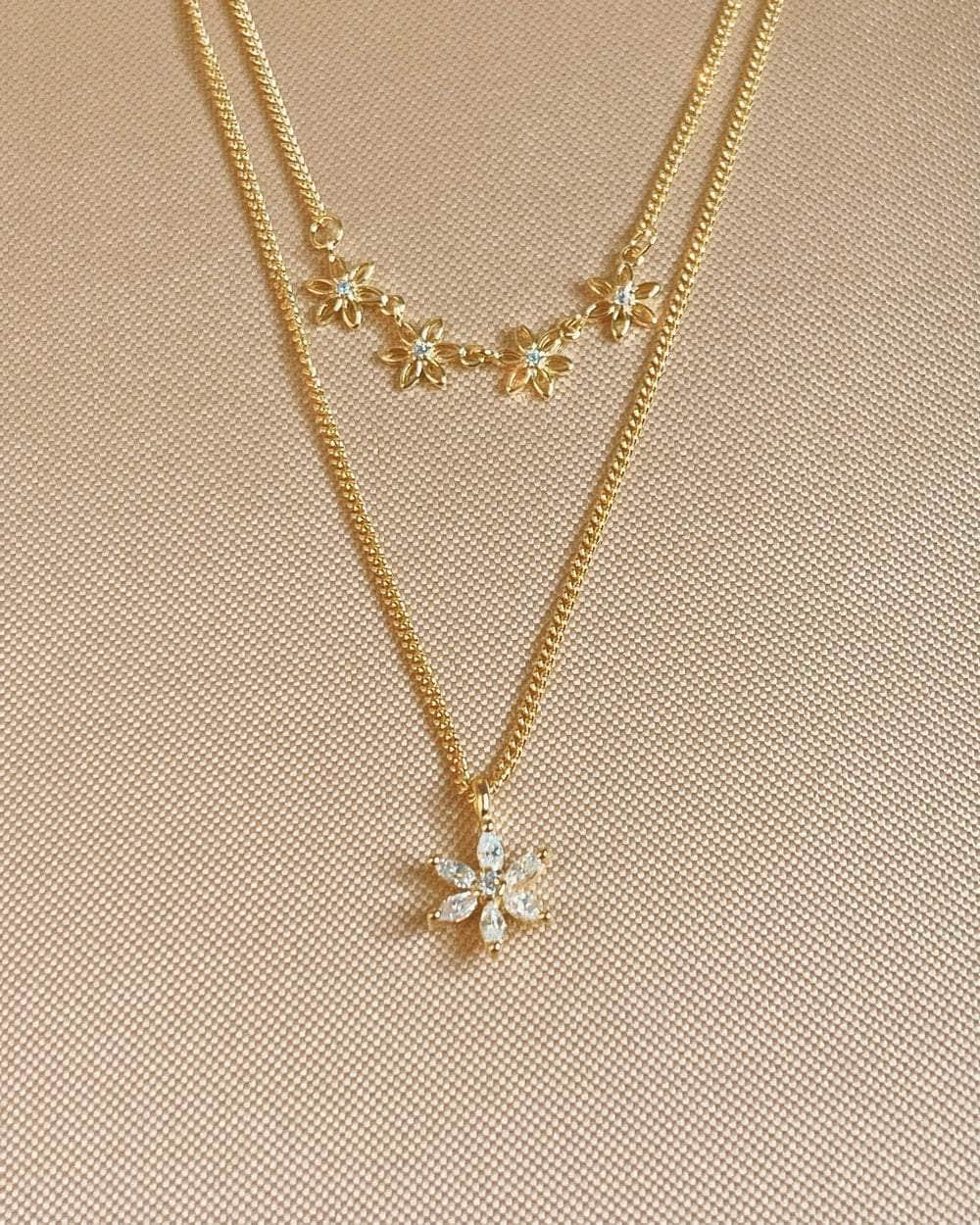 So Dainty Co. Necklaces Flora Gold Necklace Gold Plated 925 Sterling Silver Jewelry