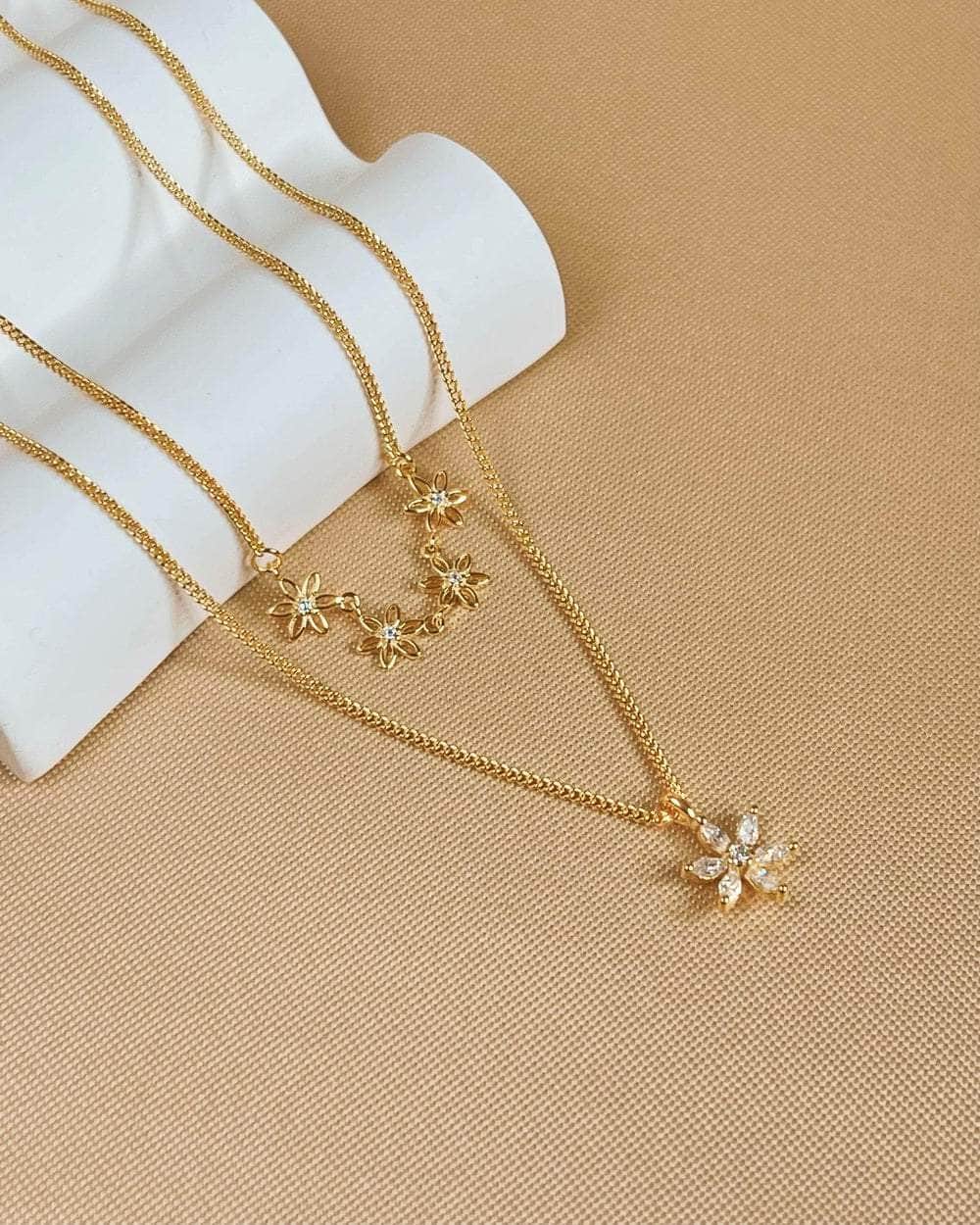 So Dainty Co. Necklaces Flora Gold Necklace Gold Plated 925 Sterling Silver Jewelry