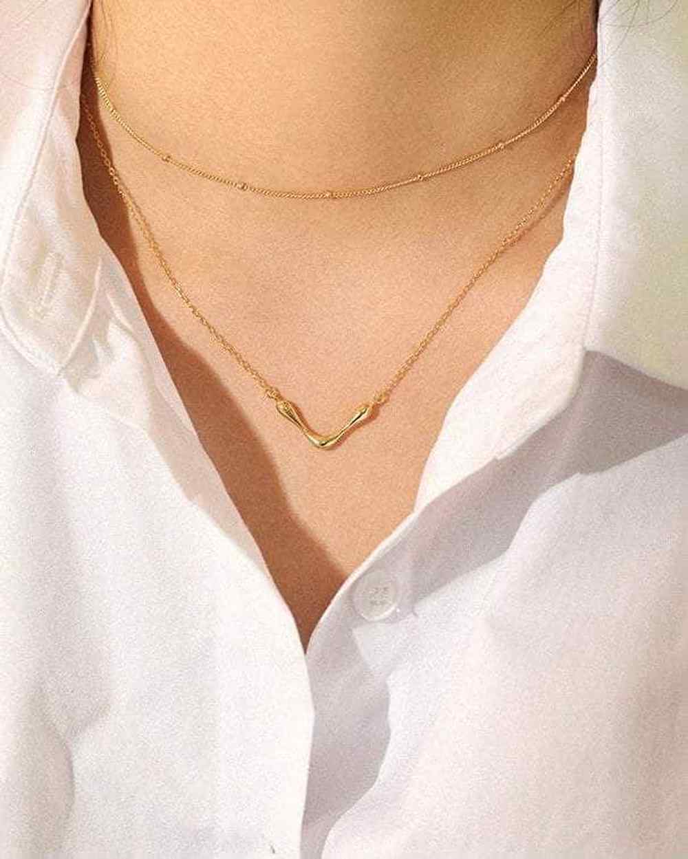 So Dainty Co. Necklaces Leia Gold Necklace Gold Plated 925 Sterling Silver Jewelry
