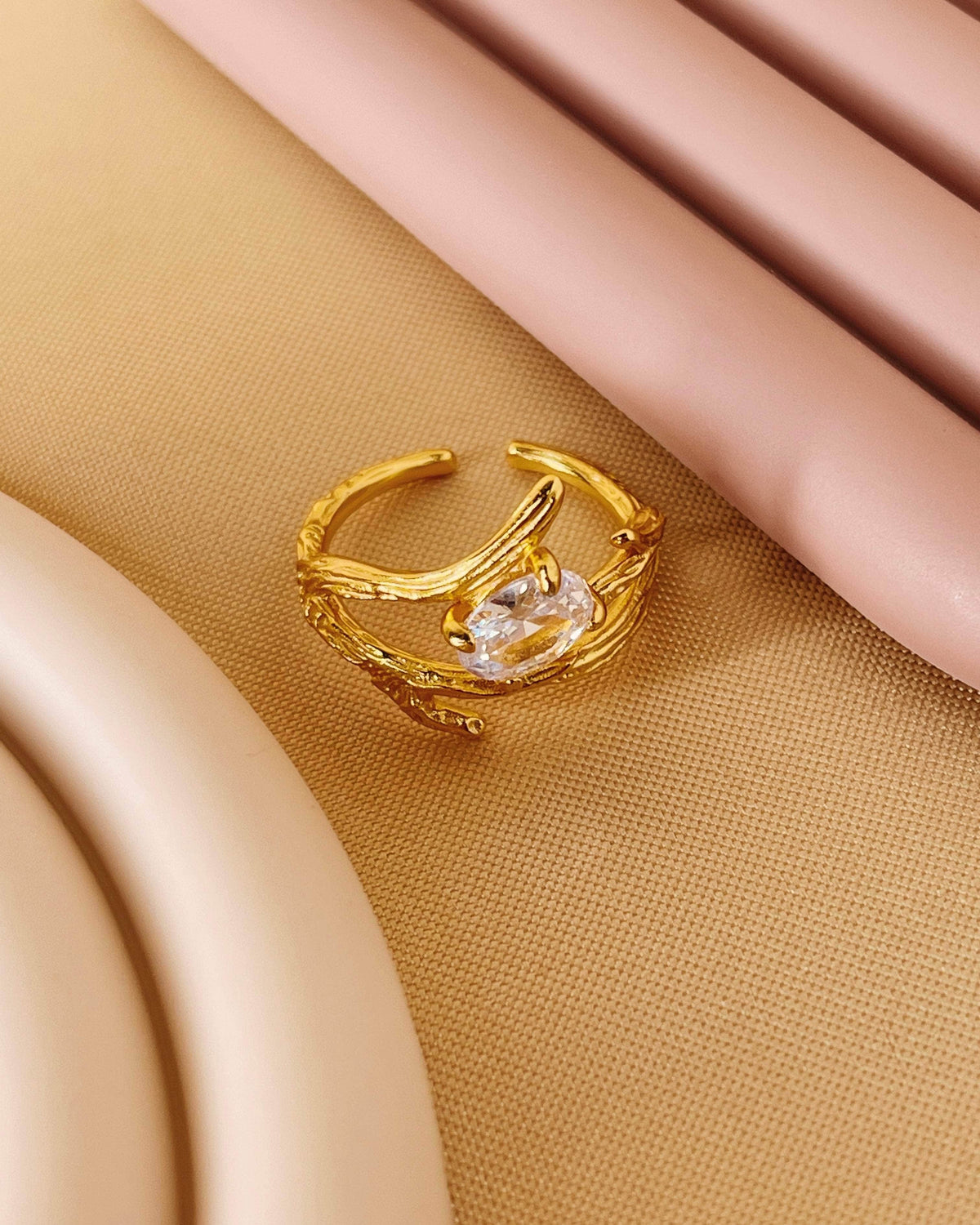 So Dainty Co. Rings Jaelynn Gold Ring Gold Plated 925 Sterling Silver Jewelry