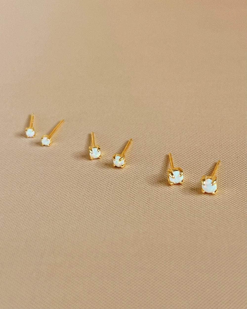 So Dainty Co. Studs Arabella Opal Studs (Choose 1 — 2mm / 2.5mm / 3mm) Gold Plated 925 Sterling Silver Jewelry