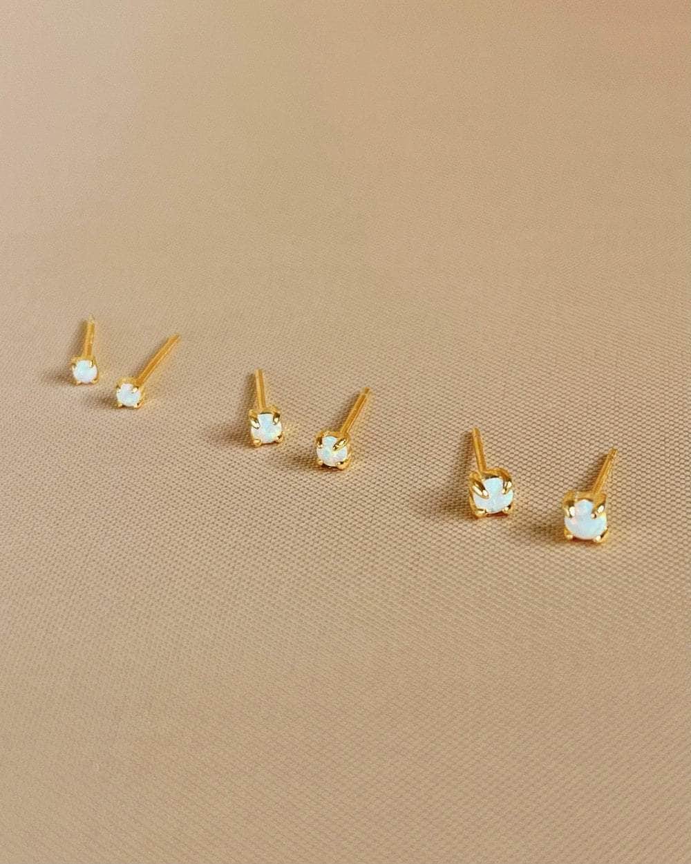 So Dainty Co. Studs Arabella Opal Studs (Choose 1 — 2mm / 2.5mm / 3mm) Gold Plated 925 Sterling Silver Jewelry