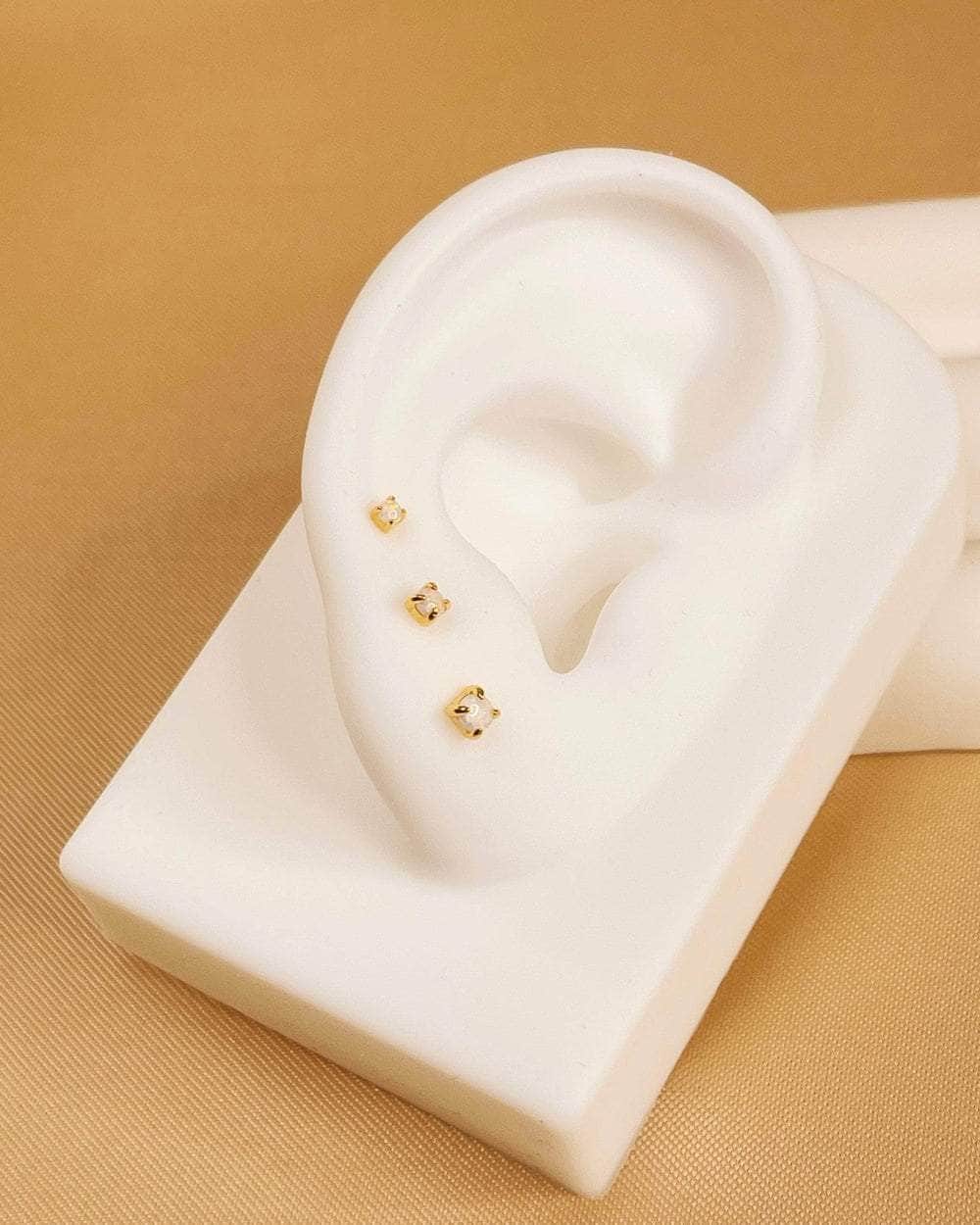 So Dainty Co. Studs Arabella Opal Studs (Choose 1 — 2mm / 2.5mm / 3mm) Gold Plated 925 Sterling Silver Jewelry