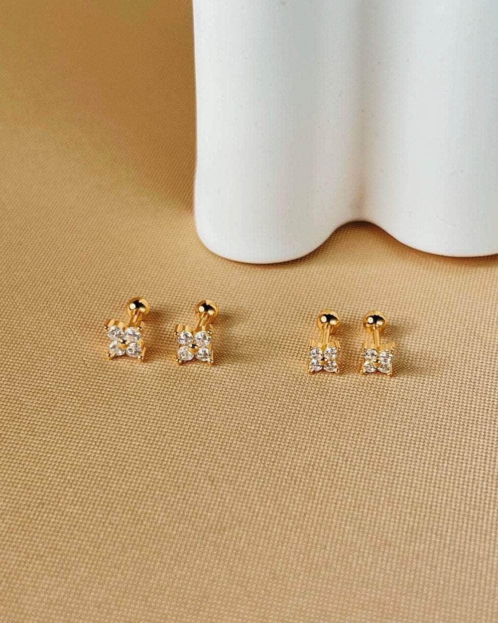 So Dainty Co. Studs Astrid Gold Studs (Choose 1 — 3mm / 4mm) Gold Plated 925 Sterling Silver Jewelry