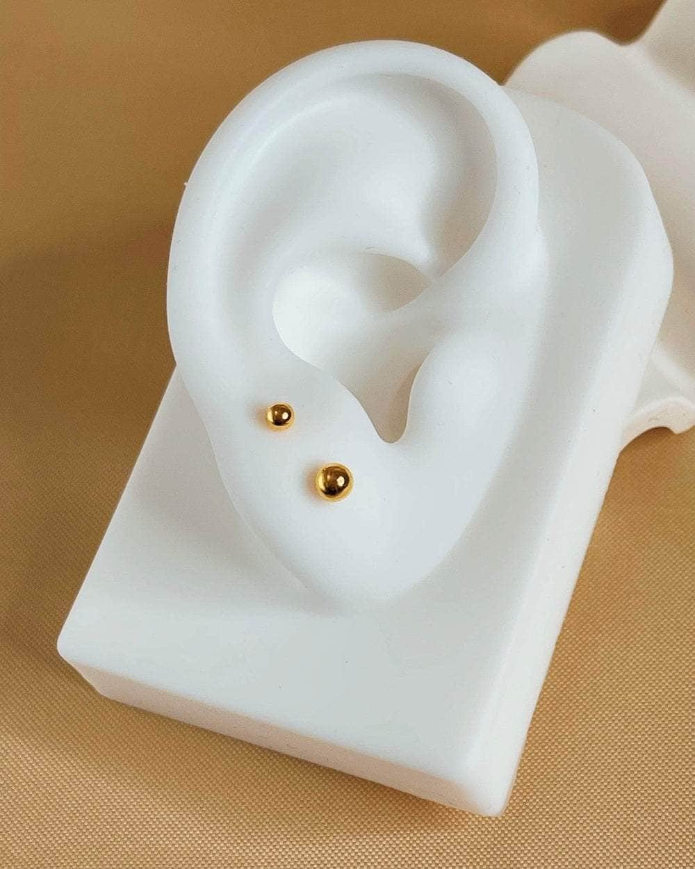 So Dainty Co. Studs Cali Gold Studs (Choose 1 — 3mm / 4mm) Gold Plated 925 Sterling Silver Jewelry