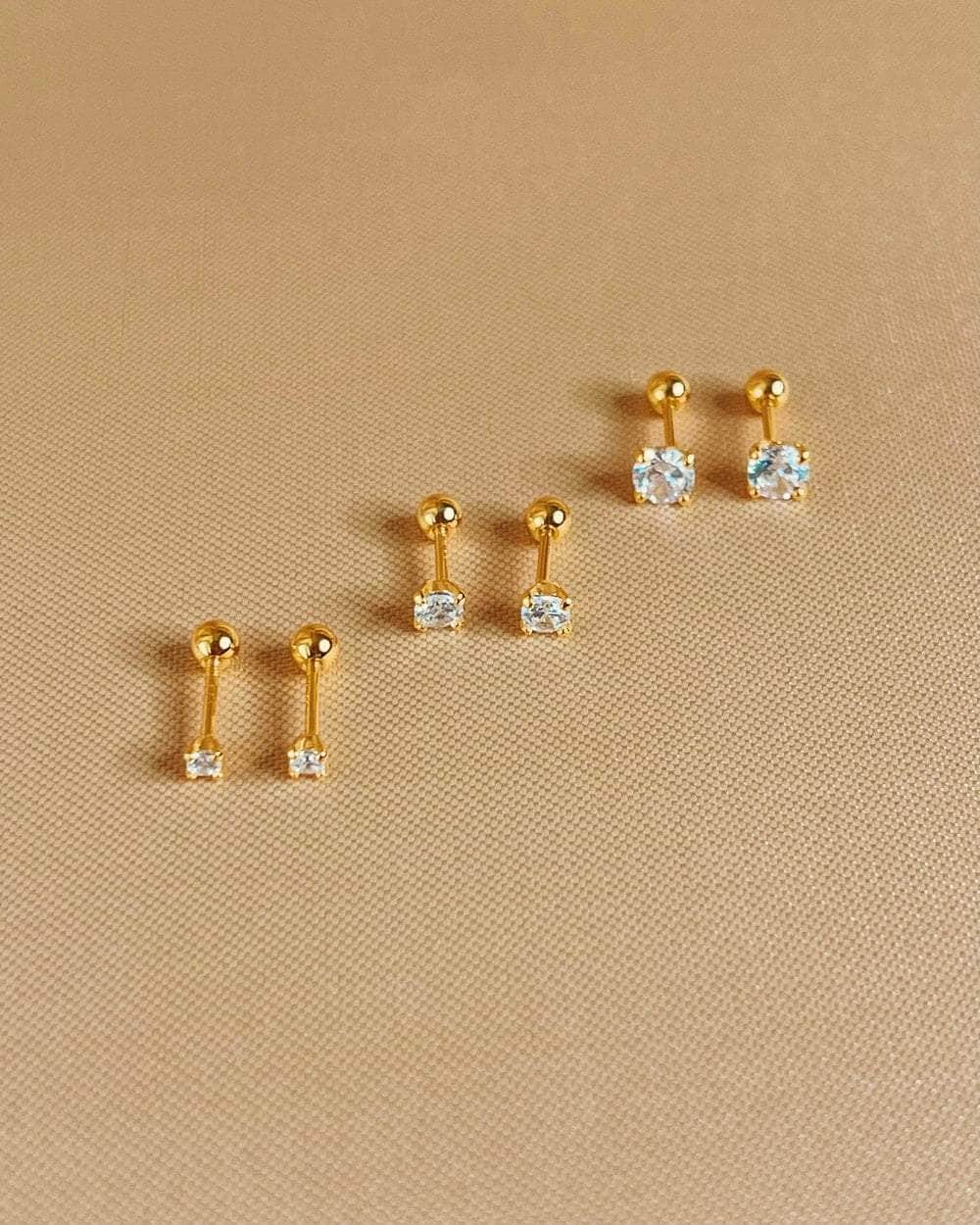 So Dainty Co. Studs Hayden Gold Studs (Choose 1 — 2mm / 3mm / 4mm) Gold Plated 925 Sterling Silver Jewelry
