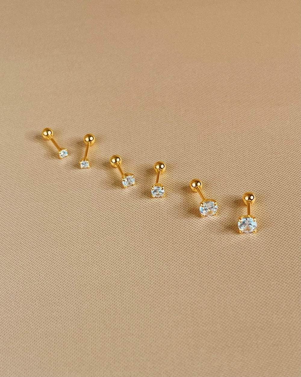 So Dainty Co. Studs Hayden Gold Studs (Choose 1 — 2mm / 3mm / 4mm) Gold Plated 925 Sterling Silver Jewelry