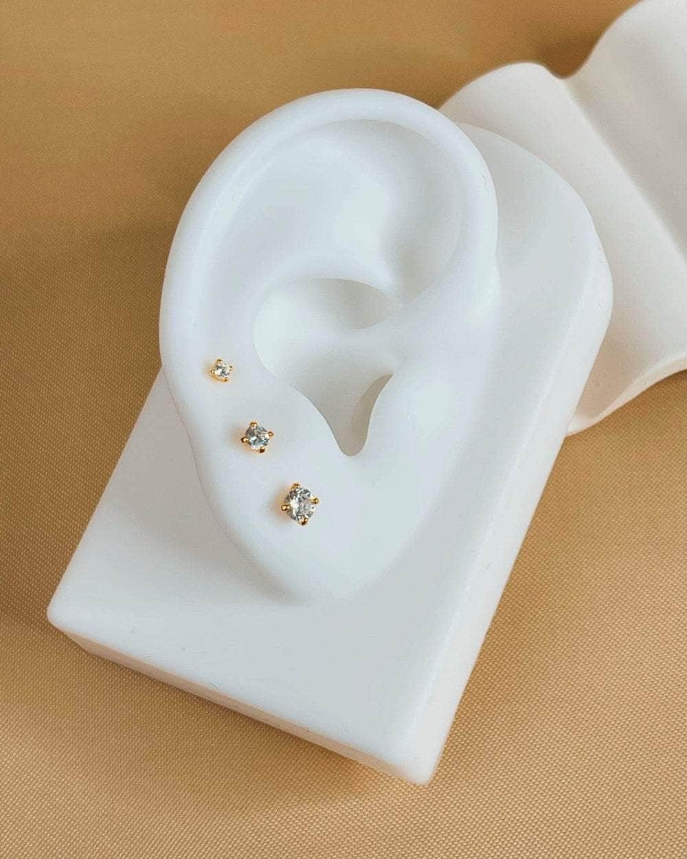 So Dainty Co. Studs Hayden Gold Studs (Choose 1 — 2mm / 3mm / 4mm) Gold Plated 925 Sterling Silver Jewelry