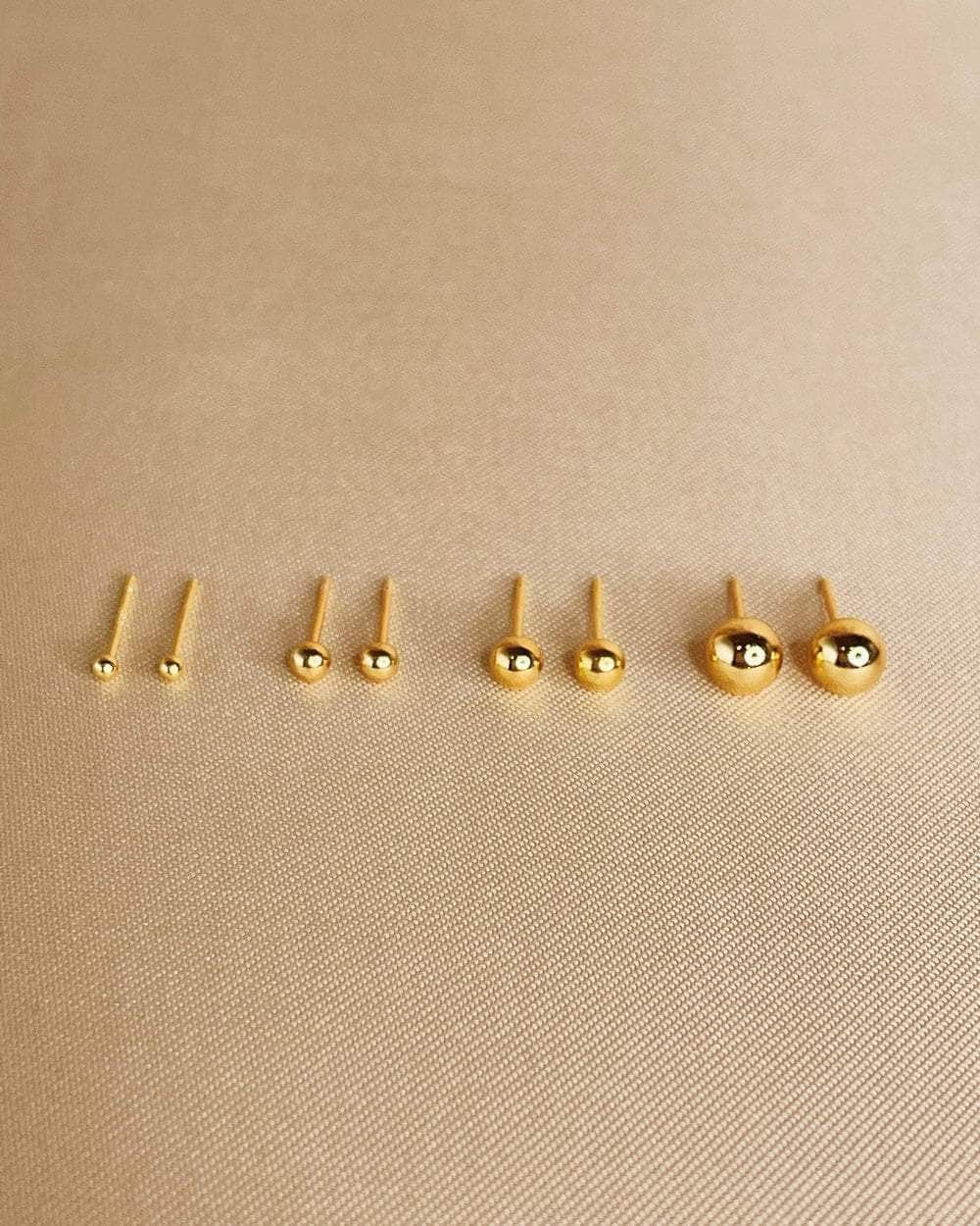 So Dainty Co. Studs Ivy Gold Studs (Choose 1 — 2mm / 3mm / 4mm / 6mm) Gold Plated 925 Sterling Silver Jewelry