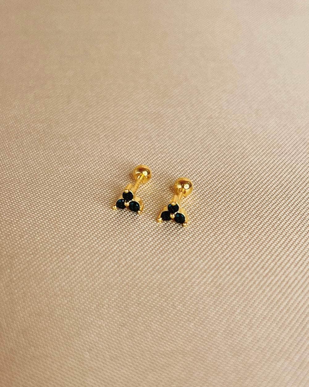 So Dainty Co. Studs Jessica Gold Studs (Black) Gold Plated 925 Sterling Silver Jewelry