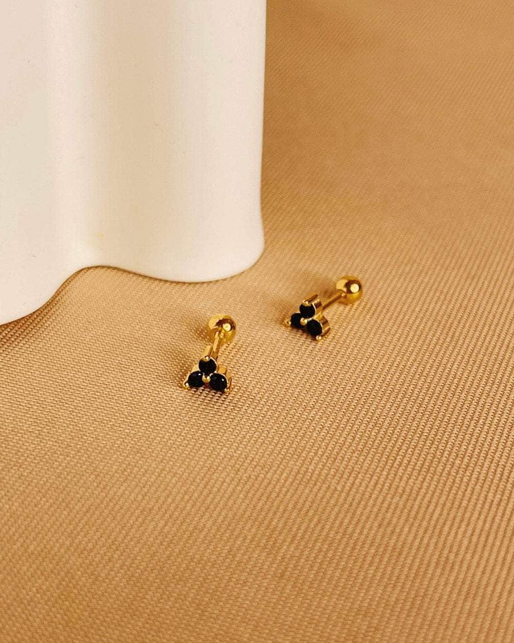 So Dainty Co. Studs Jessica Gold Studs (Black) Gold Plated 925 Sterling Silver Jewelry