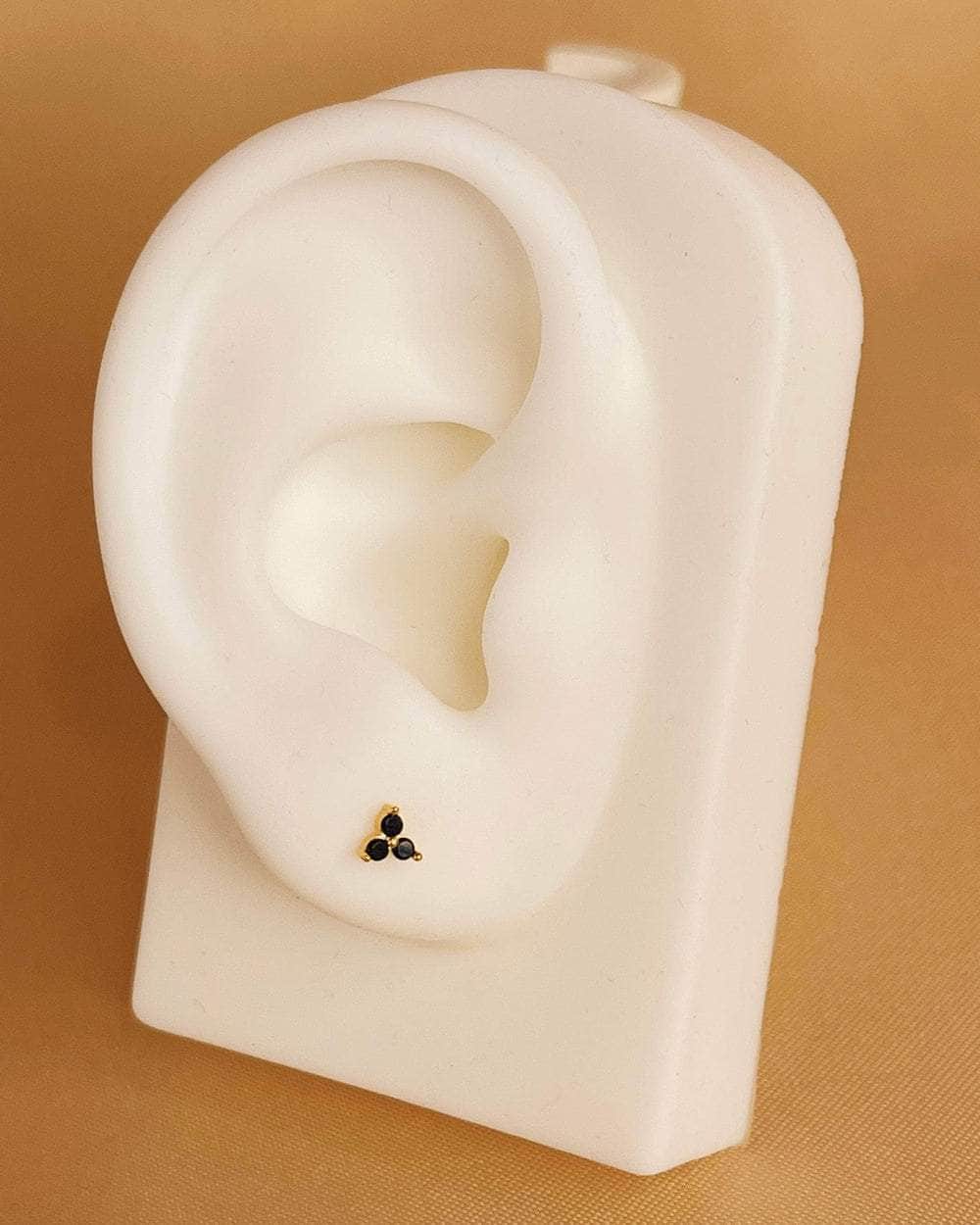 So Dainty Co. Studs Jessica Gold Studs (Black) Gold Plated 925 Sterling Silver Jewelry