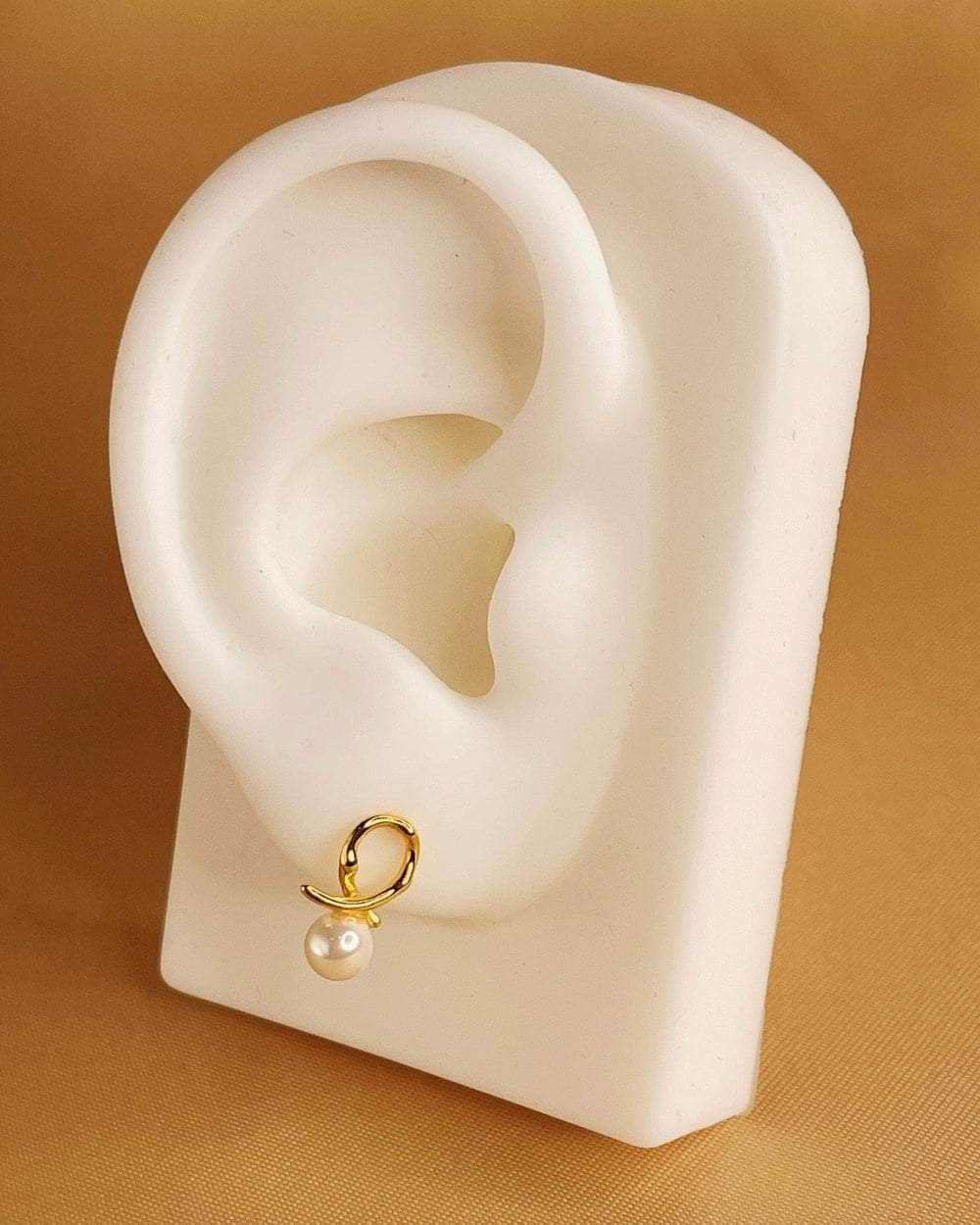 So Dainty Co. Studs Lucy Pearl Studs Gold Plated 925 Sterling Silver Jewelry