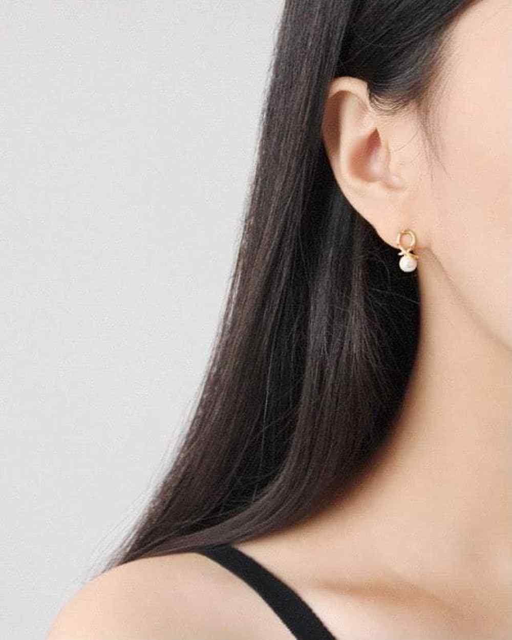 So Dainty Co. Studs Lucy Pearl Studs Gold Plated 925 Sterling Silver Jewelry