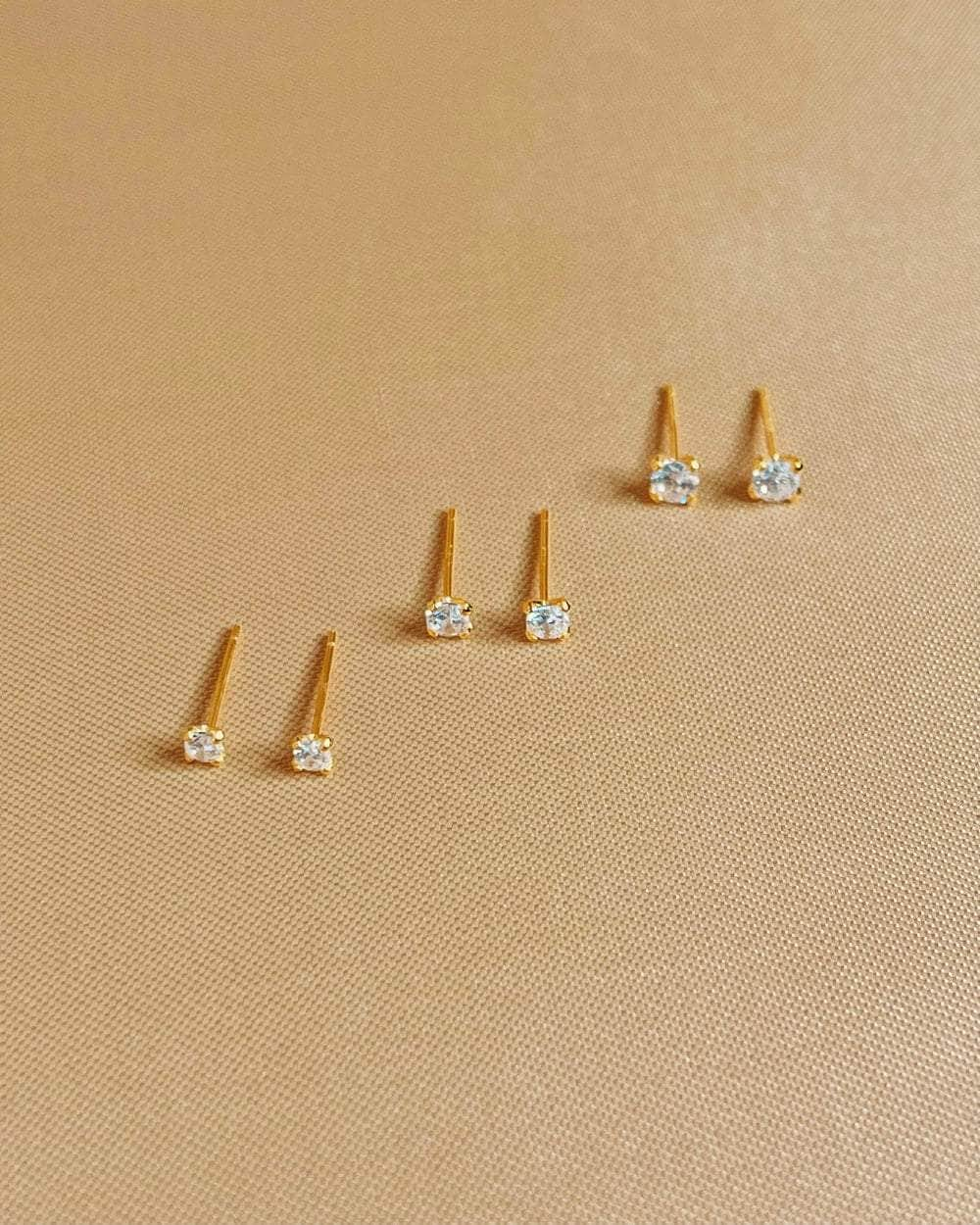 2.5mm Tiny Natural Diamond Stud Earrings in 925 Sterling Silver