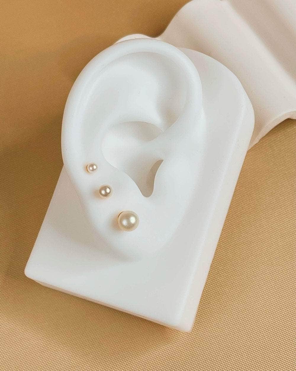 So Dainty Co. Studs Sydney Pearl Gold Studs (Choose 1 — 3mm / 4mm / 6mm) Gold Plated 925 Sterling Silver Jewelry